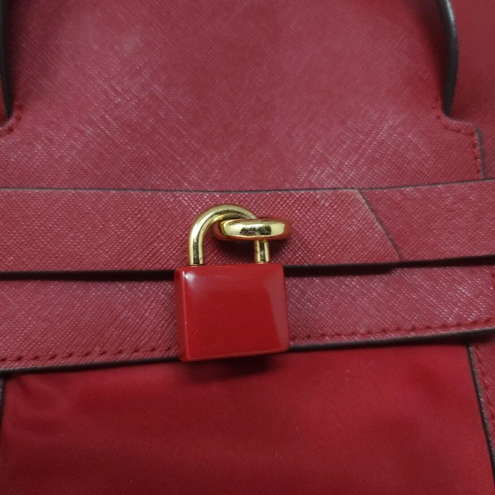 Henri Bendel Womens Backpack Purse Jetsetter Maroon Red Nylon Convertible Travel - Picture 5 of 14